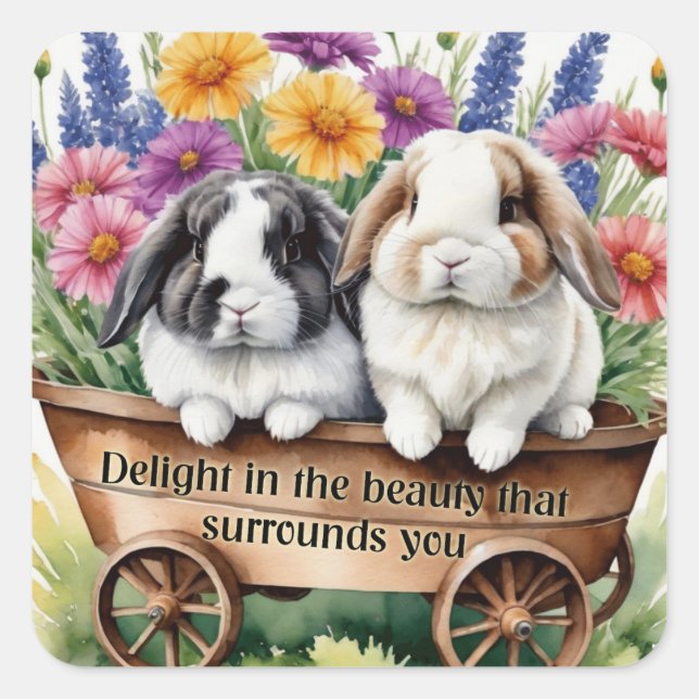 Beautiful Lop Bunny Rabbit Pretty Square Sticker (Front)
