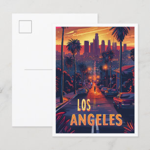 Beautiful Los Angeles USA  Illustration Travel Postcard