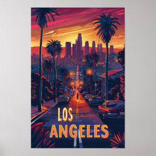 Beautiful Los Angeles USA Illustration Travel Poster