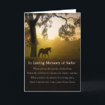 Beautiful Loss of Horse Sympathy Custom Name Card<br><div class="desc">The beautiful spiritual type poem with a horse in a sunset.  Change the name to reflect the lost loved one. A remembrance card that is heartfelt and beautiful.</div>
