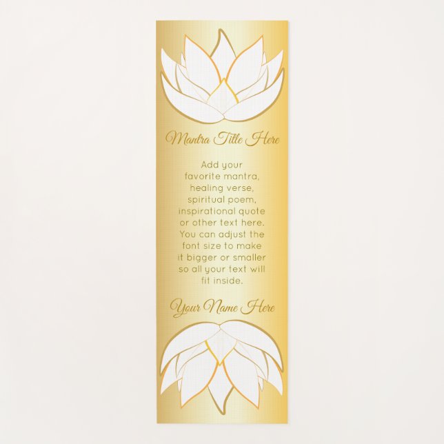 Beautiful Lotus Flower Gold White Ombre Gradation Yoga Mat (Front)