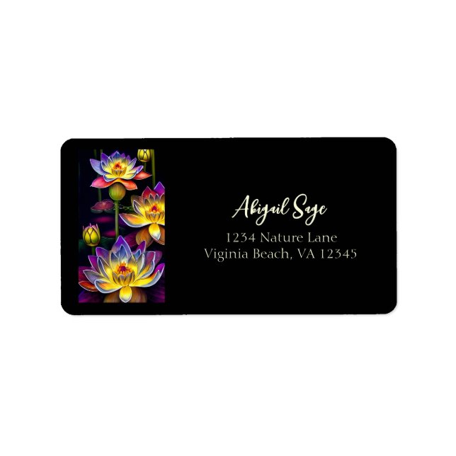 Beautiful Lotus Flowers at Night Address Label (Front)