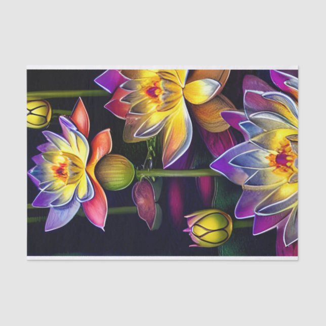 Beautiful Lotus Flowers at Night Tissue Paper (Front)