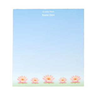Beautiful Lotus Flowers on Light Blue Notepad