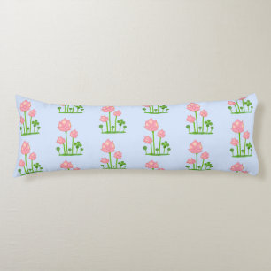 Beautiful Lotus Flowers on Sky Blue Body Pillow