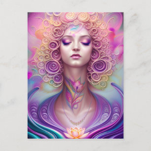 Beautiful Lotus Fractal Flower  Postcard