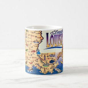 Beautiful Louisiana Map Postcard Coffee Mug