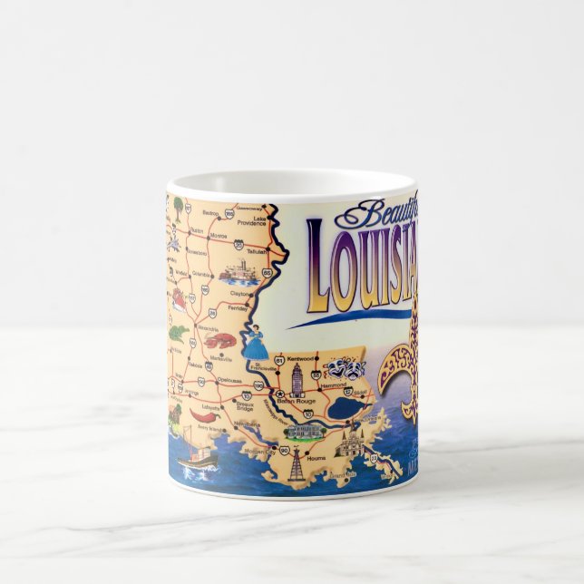 Beautiful Louisiana Map Postcard Coffee Mug (Center)