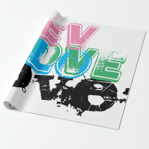 Beautiful LOVE BLACK PINK GREEN Wrapping Paper