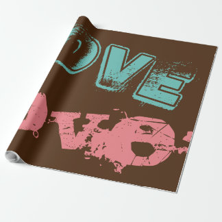 Beautiful LOVE BROWN PINK GREEN Wrapping Paper