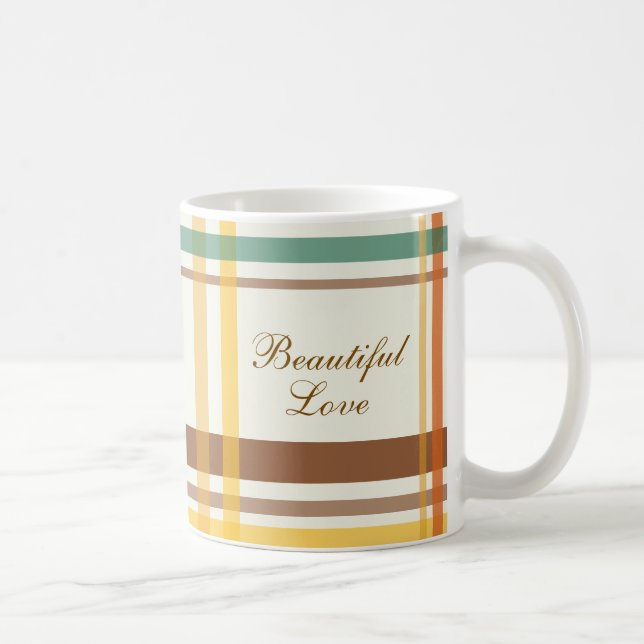 Beautiful Love Cozy Tartan Plaid Coffee Mug (Right)