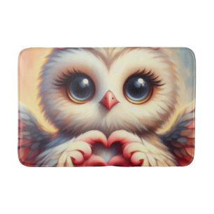Beautiful Love Heart Owl Bath Mat