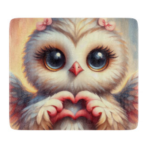Beautiful Love Heart Owl Cutting Board