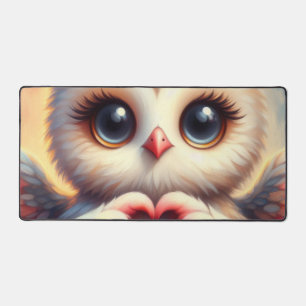 Beautiful Love Heart Owl Desk Mat
