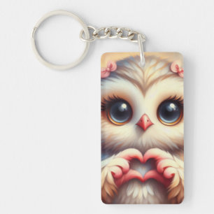 Beautiful Love Heart Owl Key Ring