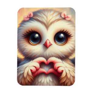 Beautiful Love Heart Owl Magnet