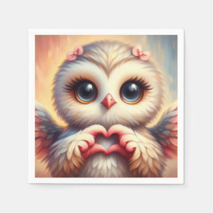 Beautiful Love Heart Owl Napkin