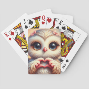Beautiful Love Heart Owl Playing Cards