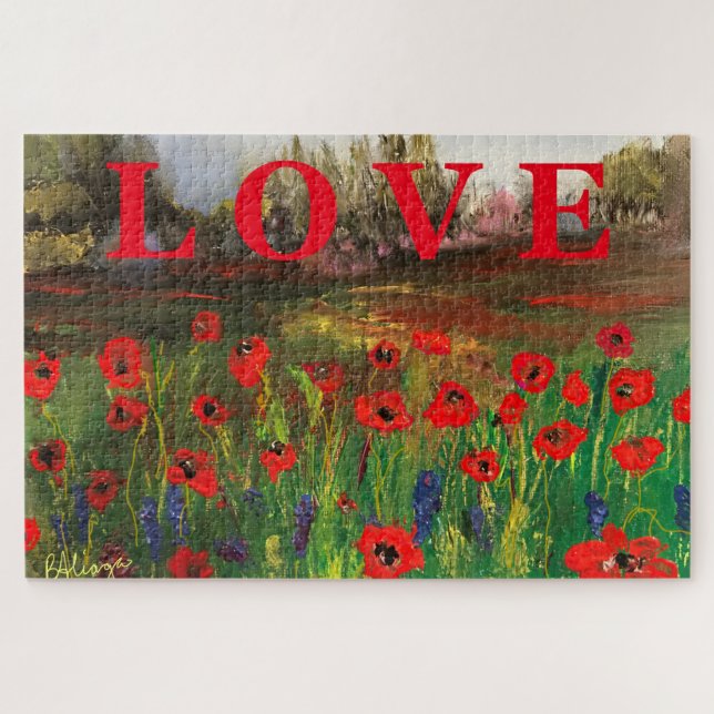 Beautiful Love of Poppies Spread The Love Jigsaw Puzzle (Horizontal)