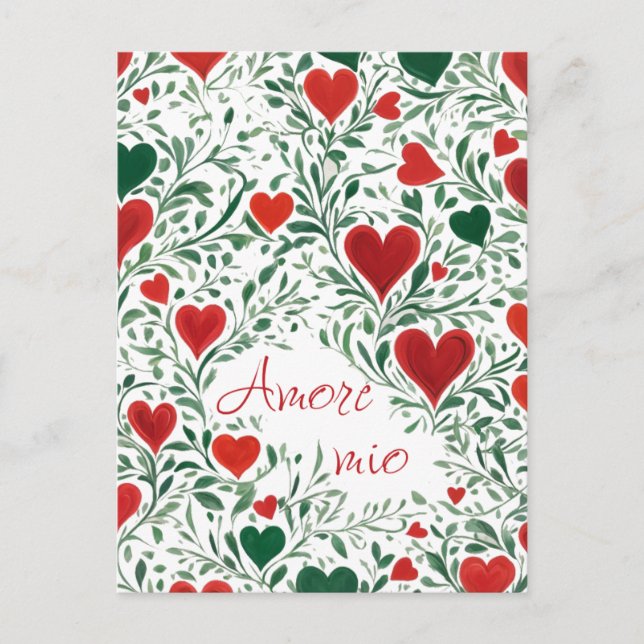 Beautiful Love Plant Swirls Heart Italian Colours Postcard (Front)