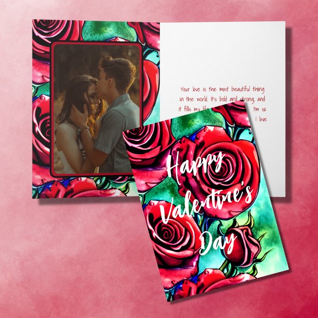 Beautiful Love Red Roses PHOTO Valentine's Day Holiday Card (Creator Uploaded)