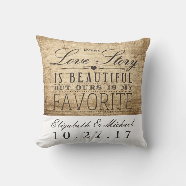 Beautiful Love Story Wedding Anniversary Pillow (Front)