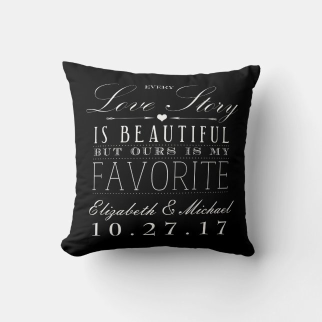 Beautiful Love Story Wedding Keepsake Pillow (Front)