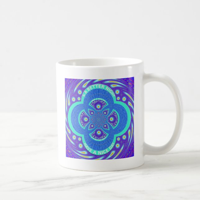 Beautiful Lovely African Blue Mandala Flora design Coffee Mug (Right)