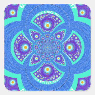 Beautiful Lovely African Blue Mandala Flora design Square Sticker
