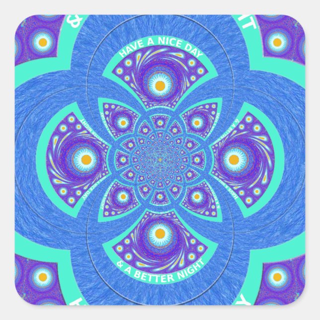 Beautiful Lovely African Blue Mandala Flora design Square Sticker (Front)