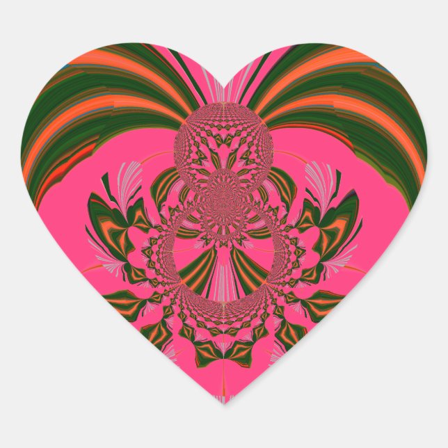 Beautiful Lovely African Hot Pink Red Golden Green Heart Sticker (Front)