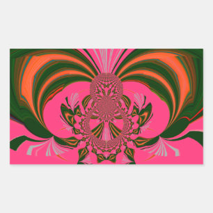 Beautiful Lovely African Hot Pink Red Golden Green Rectangular Sticker