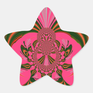 Beautiful Lovely African Hot Pink Red Golden Green Star Sticker