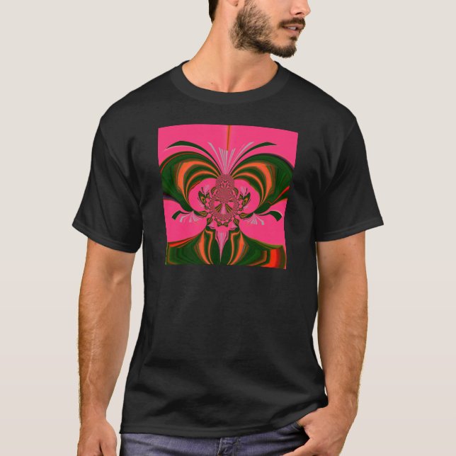 Beautiful Lovely African Hot Pink Red Golden Green T-Shirt (Front)