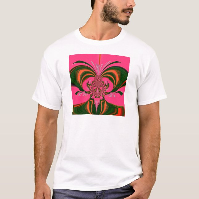 Beautiful Lovely African Hot Pink Red Golden Green T-Shirt (Front)