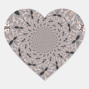 Beautiful lovely ash grey kaleidoscope seamless  heart sticker