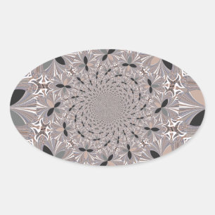 Beautiful lovely ash grey kaleidoscope seamless oval sticker