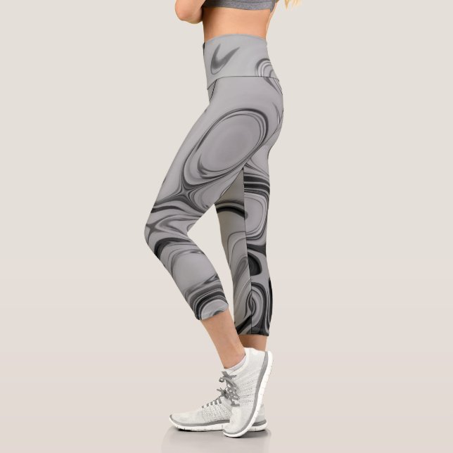  Beautiful Lovely Ash Grey Texture Colour Art Prin Capri Leggings (Left)