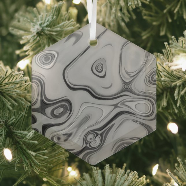  Beautiful Lovely Ash Grey Texture Colour Art Prin Glass Tree Decoration (Insitu)