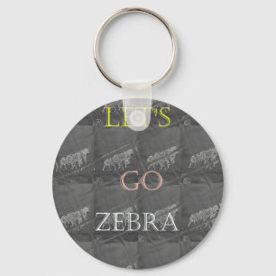 Beautiful Lovely Black and White Lets Go Zebra Key Ring