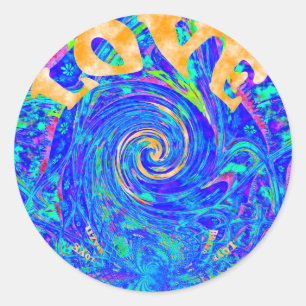 Beautiful Lovely Blue Love Print Flash  vector art Classic Round Sticker