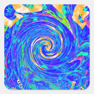 Beautiful Lovely Blue Love Print Flash vector art Square Sticker