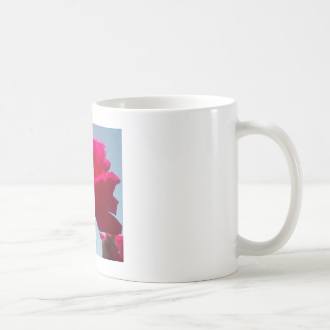 Beautiful Lovely Celestial Rose Red Against Blue  Coffee Mug (Right)