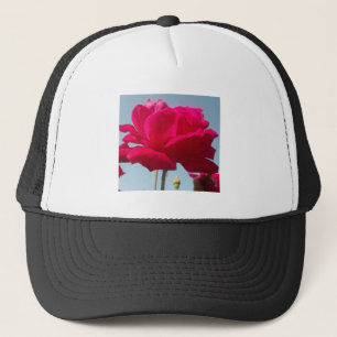 Beautiful Lovely Celestial Rose Red Against Blue  Trucker Hat