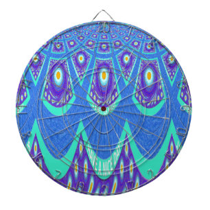 Beautiful Lovely Cyan Blue batik Print vector Art Dartboard