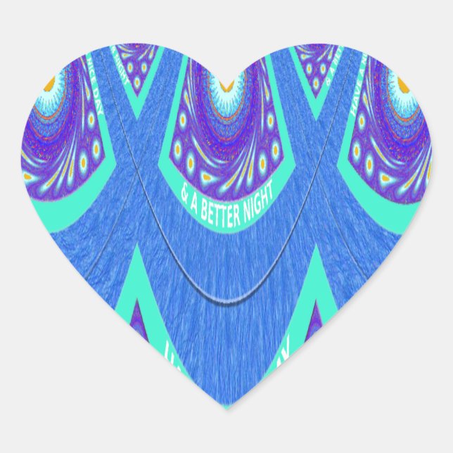 Beautiful Lovely Cyan Blue batik Print vector Art Heart Sticker (Front)