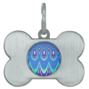 Beautiful Lovely Cyan Blue batik Print vector Art Pet Name Tag