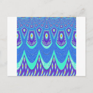 Beautiful Lovely Cyan Blue batik Print vector Art Postcard