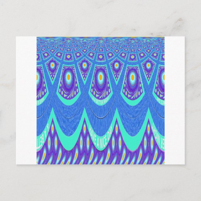 Beautiful Lovely Cyan Blue batik Print vector Art Postcard (Front)