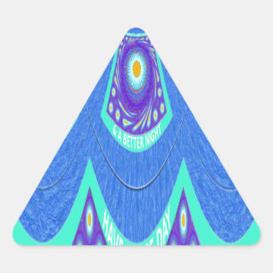 Beautiful Lovely Cyan Blue batik Print vector Art Triangle Sticker